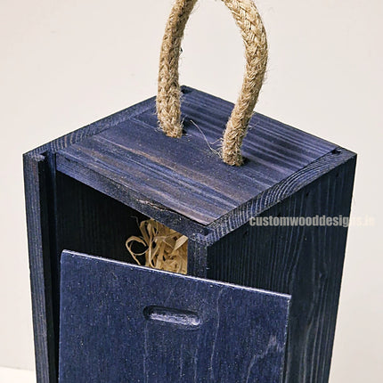Sliding Lid Bottle Box - Single Blue x25 Bottle box Custom Wood Designs __label: Multibuy Bottle Boxes corporate gift gift box Gift Boxes irisg gift wooden Box bottle-box-default-title-sliding-lid-bottle-box-single-blue-x25-52616468889943