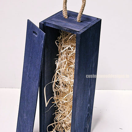 Sliding Lid Bottle Box - Single Blue x25 Bottle box Custom Wood Designs __label: Multibuy Bottle Boxes corporate gift gift box Gift Boxes irisg gift wooden Box bottle-box-default-title-sliding-lid-bottle-box-single-blue-x25-53613478642007