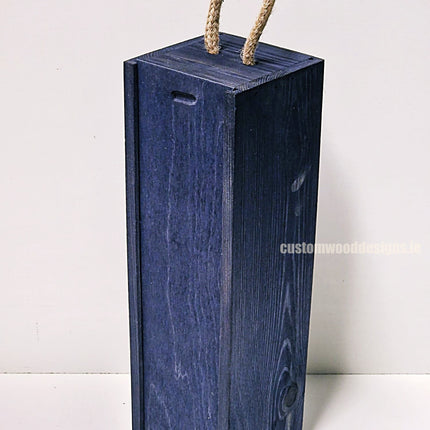 Sliding Lid Bottle Box - Single Blue x25 Bottle box Custom Wood Designs __label: Multibuy Bottle Boxes corporate gift gift box Gift Boxes irisg gift wooden Box bottle-box-default-title-sliding-lid-bottle-box-single-blue-x25-53613479199063