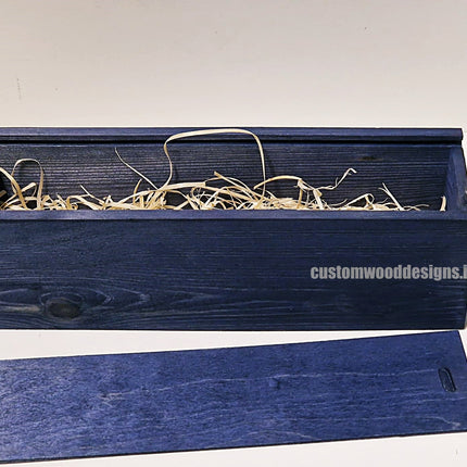 Sliding Lid Bottle Box - Single Blue x25 Bottle box Custom Wood Designs __label: Multibuy Bottle Boxes corporate gift gift box Gift Boxes irisg gift wooden Box bottle-box-default-title-sliding-lid-bottle-box-single-blue-x25-53613480837463