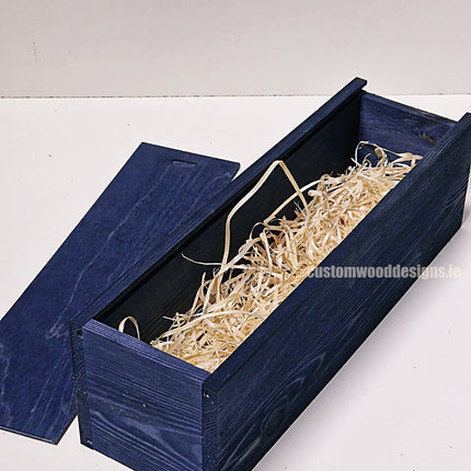 Sliding Lid Bottle Box - Single Blue x25 Bottle box Custom Wood Designs __label: Multibuy Bottle Boxes corporate gift gift box Gift Boxes irisg gift wooden Box bottle-box-default-title-sliding-lid-bottle-box-single-blue-x25-53613484769623