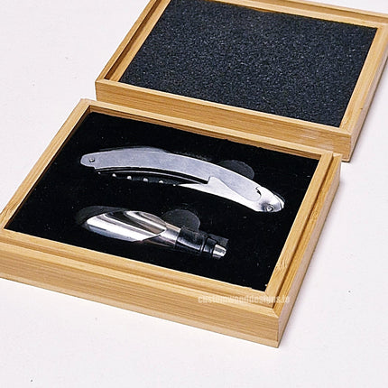 2 piece wine set in bamboo box pack of 25 Custom Wood Designs __label: Multibuy default-title-2-piece-wine-set-in-bamboo-box-pack-of-25-53613608108375