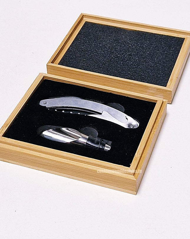 2 piece wine set in bamboo box pack of 25 Custom Wood Designs __label: Multibuy default-title-2-piece-wine-set-in-bamboo-box-pack-of-25-53613608108375