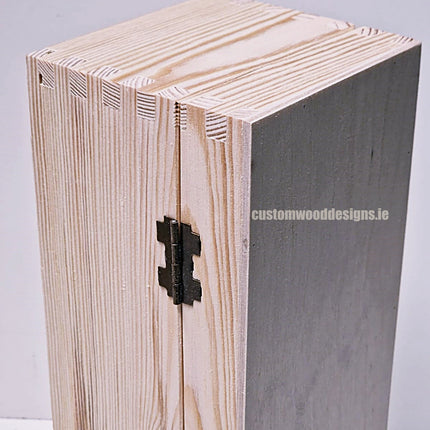 Hinged Lid 1 Bottle Box - Natural x25 Custom Wood Designs __label: Multibuy Bottle Box Bottle Boxes gift box Gift Boxes Single bottle box wooden Box default-title-hinged-lid-1-bottle-box-natural-x25-52627183239511