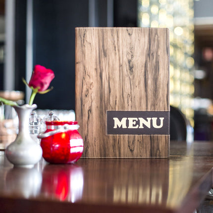Leather style menu holder A4 pack of 10 Custom Wood Designs __label: Multibuy default-title-leather-style-menu-holder-a4-pack-of-10-53613296615767