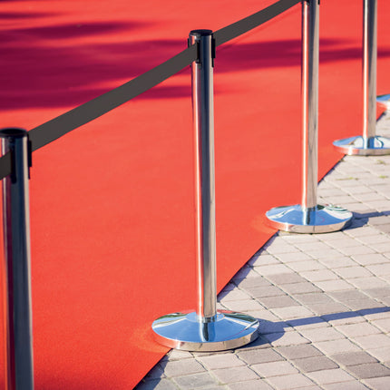 Retractable stainless steel barrier system with 4 poles Custom Wood Designs default-title-retractable-stainless-steel-barrier-system-with-4-poles-53613655163223