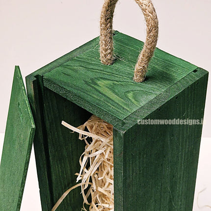 Sliding Lid Bottle Box - Single Green x25 Custom Wood Designs __label: Multibuy Bottle Box Bottle Boxes gift box Gift Boxes Single bottle box wooden Box default-title-sliding-lid-bottle-box-single-green-x25-52616548286807