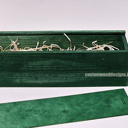 Sliding Lid Bottle Box - Single Green x25 Custom Wood Designs __label: Multibuy Bottle Box Bottle Boxes gift box Gift Boxes Single bottle box wooden Box default-title-sliding-lid-bottle-box-single-green-x25-53613489684823