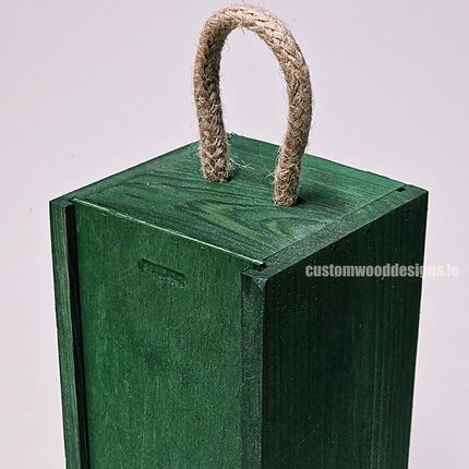 Sliding Lid Bottle Box - Single Green x25 Custom Wood Designs __label: Multibuy Bottle Box Bottle Boxes gift box Gift Boxes Single bottle box wooden Box default-title-sliding-lid-bottle-box-single-green-x25-53613492339031
