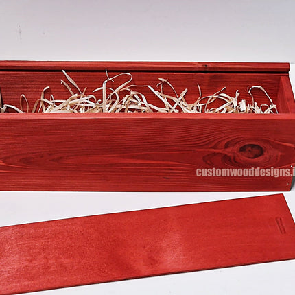 Sliding Lid Bottle Box - Single Red x25 Custom Wood Designs __label: Multibuy Bottle Box Bottle Boxes gift box Gift Boxes Single bottle box wooden Box default-title-sliding-lid-bottle-box-single-red-x25-52616567619927