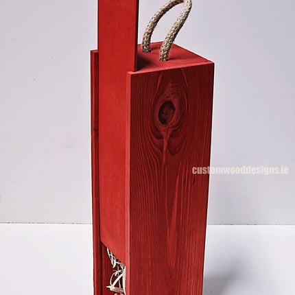 Sliding Lid Bottle Box - Single Red x25 Custom Wood Designs __label: Multibuy Bottle Box Bottle Boxes gift box Gift Boxes Single bottle box wooden Box default-title-sliding-lid-bottle-box-single-red-x25-52616567914839