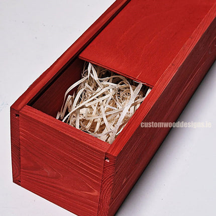 Sliding Lid Bottle Box - Single Red x25 Custom Wood Designs __label: Multibuy Bottle Box Bottle Boxes gift box Gift Boxes Single bottle box wooden Box default-title-sliding-lid-bottle-box-single-red-x25-52616568013143