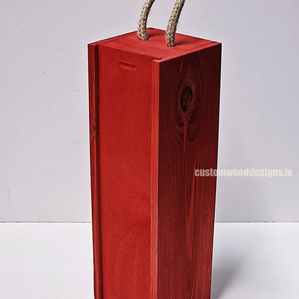 Sliding Lid Bottle Box - Single Red x25 Custom Wood Designs __label: Multibuy Bottle Box Bottle Boxes gift box Gift Boxes Single bottle box wooden Box default-title-sliding-lid-bottle-box-single-red-x25-53613491880279