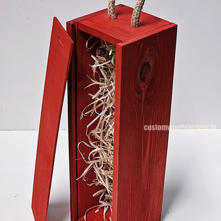 Sliding Lid Bottle Box - Single Red x25 Custom Wood Designs __label: Multibuy Bottle Box Bottle Boxes gift box Gift Boxes Single bottle box wooden Box default-title-sliding-lid-bottle-box-single-red-x25-53613492470103