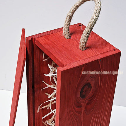 Sliding Lid Bottle Box - Single Red x25 Custom Wood Designs __label: Multibuy Bottle Box Bottle Boxes gift box Gift Boxes Single bottle box wooden Box default-title-sliding-lid-bottle-box-single-red-x25-53613496828247