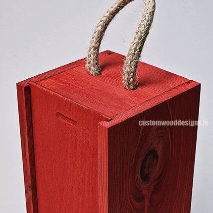 Sliding Lid Bottle Box - Single Red x25 Custom Wood Designs __label: Multibuy Bottle Box Bottle Boxes gift box Gift Boxes Single bottle box wooden Box default-title-sliding-lid-bottle-box-single-red-x25-53613497647447