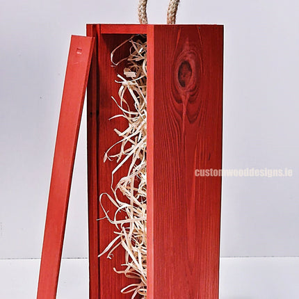 Sliding Lid Bottle Box - Single Red x25 Custom Wood Designs __label: Multibuy Bottle Box Bottle Boxes gift box Gift Boxes Single bottle box wooden Box default-title-sliding-lid-bottle-box-single-red-x25-53613498827095