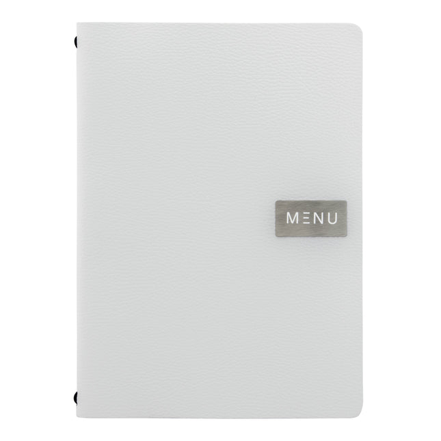 White A4 leather menu pack of 10 Custom Wood Designs __label: Multibuy default-title-white-a4-leather-menu-pack-of-10-53613245694295