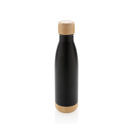 Stainless steel bottle with bamboo lid 520ml pack of 25 Black Custom Wood Designs __label: Multibuy green-stainless-steel-bottle-with-bamboo-lid-520ml-pack-of-25-53613708804439