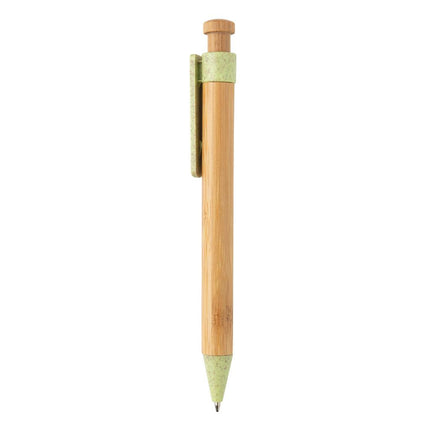 Bamboo pen with wheatstraw clip pack of 500 Branded Green Custom Wood Designs __label: Multibuy greenbamboowheatstrawclippencustomwooddesigns