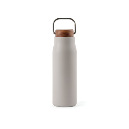 Recycled Vacuum bottle 300ml with acacia wood lid pack of 25 Grey Custom Wood Designs __label: Multibuy vacuumrecycledbottlecustomwooddesignswhite